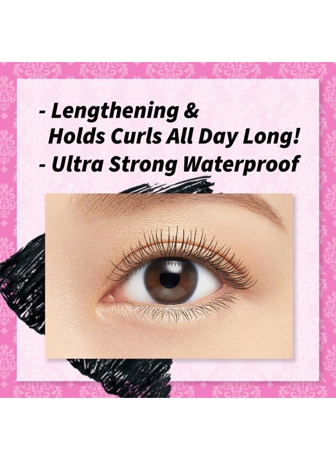 HEROINE MAKE by KISSME Long & Curl Up Waterproof Mascara Black, Lengthening & Volume Fiber Tubing Mascara Makeup, WP 01