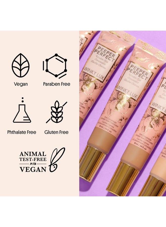 Peeper Perfect Under Eye Concealer, Makeup & Eye Brightener, Full Coverage Concealer for Dark Circles, Color Corrector & Eye Primer, With Collagen, Hyaluronic Acid & Vitamin E (Rich)