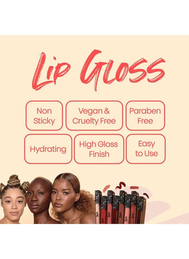 Vegan Non-Sticky Lip Gloss, with Hydrating Shea Butter for a Lightweight, High Shine Finish, Minimalist - Clear