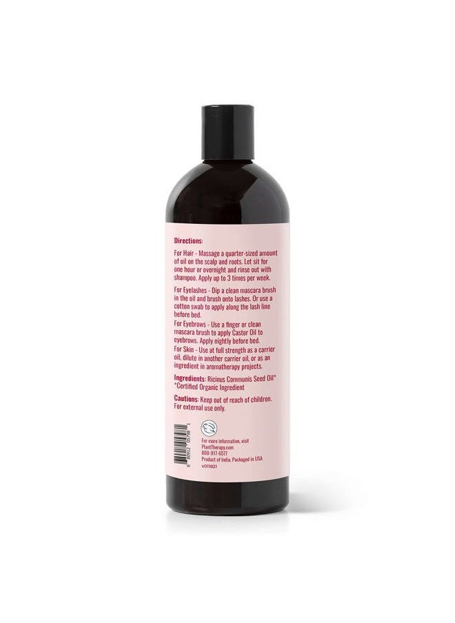 Organic Castor Oil 16oz - 100% Pure & Natural Grade for Nourishing Hair and Skin Treatment - Cold Pressed - USDA Certified - Hexane Free - Stimulates Hair Growth, Treats Dry Skin