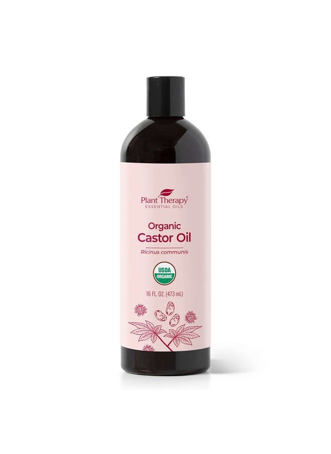 Organic Castor Oil 16oz - 100% Pure & Natural Grade for Nourishing Hair and Skin Treatment - Cold Pressed - USDA Certified - Hexane Free - Stimulates Hair Growth, Treats Dry Skin