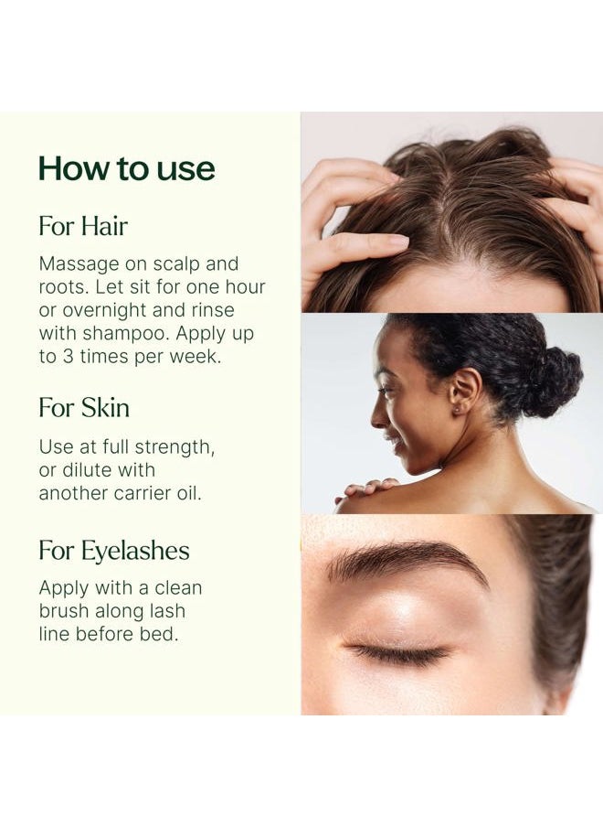 Organic Castor Oil 16oz - 100% Pure & Natural Grade for Nourishing Hair and Skin Treatment - Cold Pressed - USDA Certified - Hexane Free - Stimulates Hair Growth, Treats Dry Skin