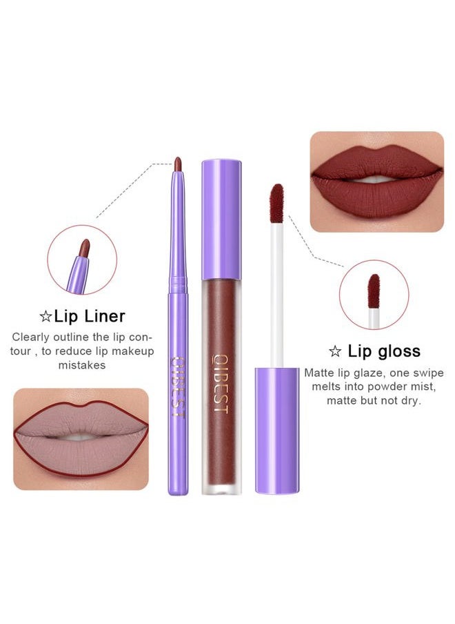 8Pcs Matte Liquid Lipstick and Lip Liner Set White Black Blue Halloween Cosplay Makeup Waterproof Non-Stick Cup Not Fade Liquid Lipliner Lip Gloss Make Up Gift Set (Set B)