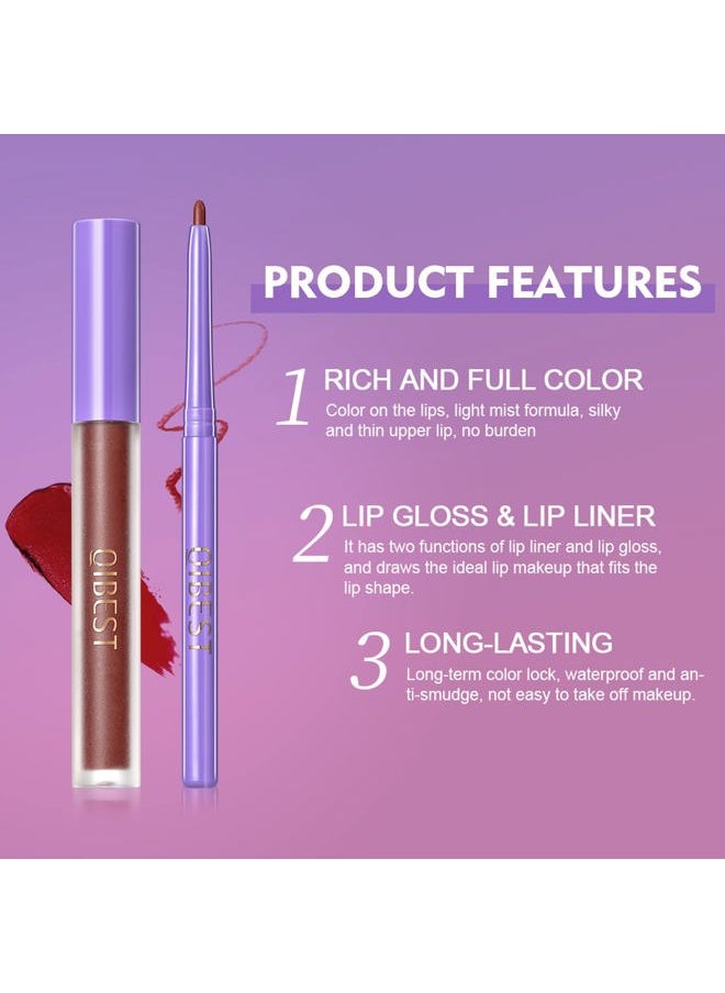 8Pcs Matte Liquid Lipstick and Lip Liner Set White Black Blue Halloween Cosplay Makeup Waterproof Non-Stick Cup Not Fade Liquid Lipliner Lip Gloss Make Up Gift Set (Set B)