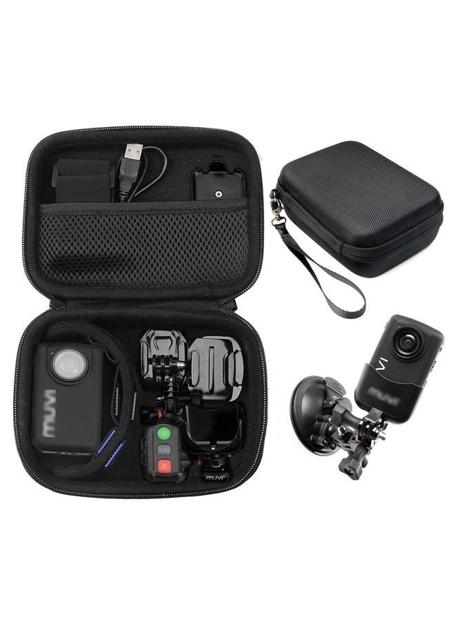 Case for Body camera, action camera like MIUFLY 1296, Veho VCC003, VCC005 MUVI HD10, HDPRO, PNZEO F5, BOBLOV M5/ M7, Pyle PPBCM9, R-Tech HD Night Version camera, SD card Pockets