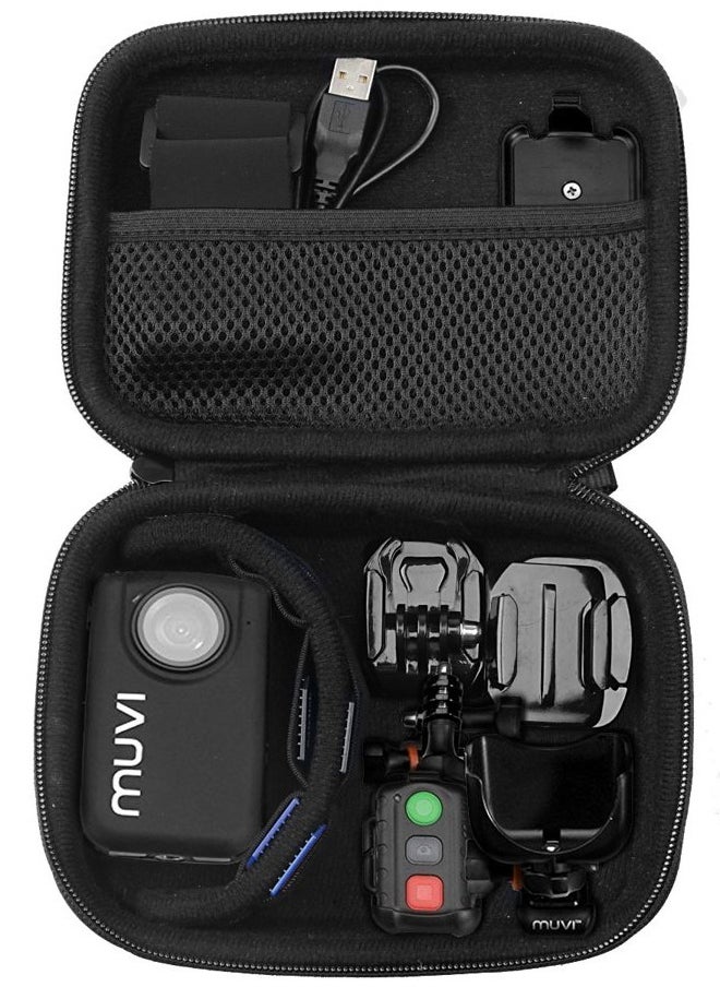 Case for Body camera, action camera like MIUFLY 1296, Veho VCC003, VCC005 MUVI HD10, HDPRO, PNZEO F5, BOBLOV M5/ M7, Pyle PPBCM9, R-Tech HD Night Version camera, SD card Pockets