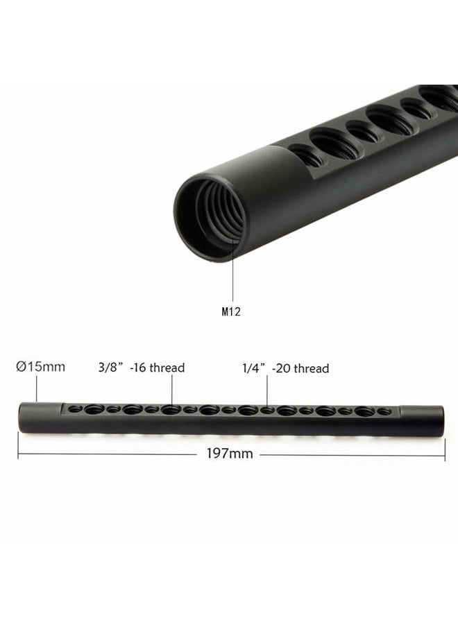 7.7 Inch 15mm Cheese Rod with 1/4 3/8 Locating Holes for DSLR Camera Cage Rig System - 074
