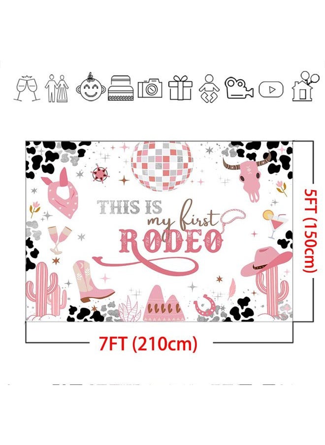 Cowgirl First Birthday Backdrop 7x5ft My First Rodeo Pink Western 1st Birthday Party Decorations Mexican Cactus This is My First Rodeo Photo Backdround Props