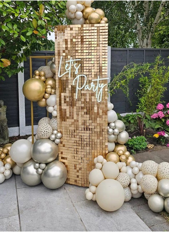 Shimmer Wall Backdrop Light Gold Wall Panels 12Pcs Square Sequin Shimmer Wall Backdrop Decoration for Birthday Party,Wedding, Anniversary