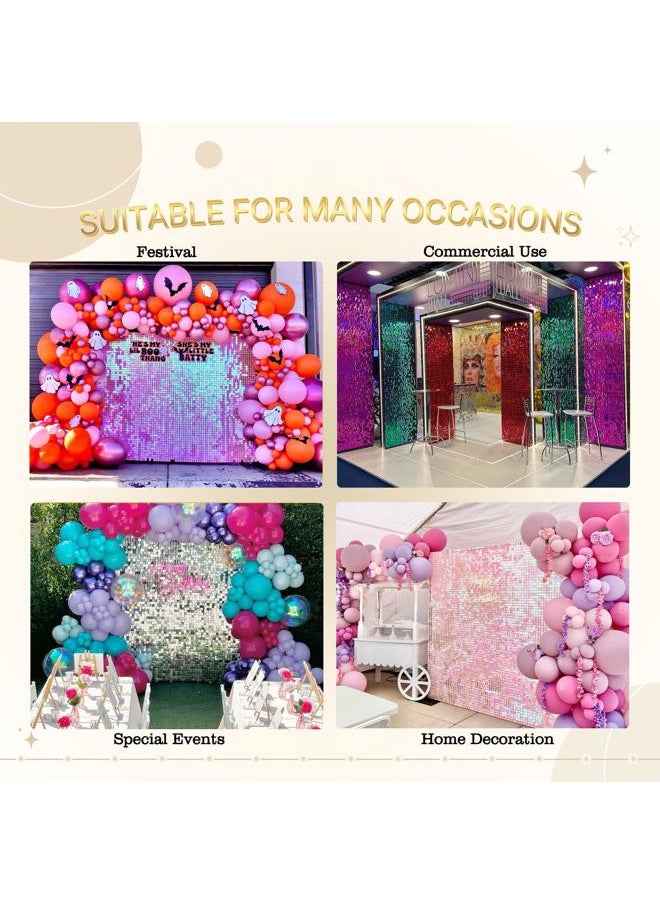 Shimmer Wall Backdrop Light Gold Wall Panels 12Pcs Square Sequin Shimmer Wall Backdrop Decoration for Birthday Party,Wedding, Anniversary