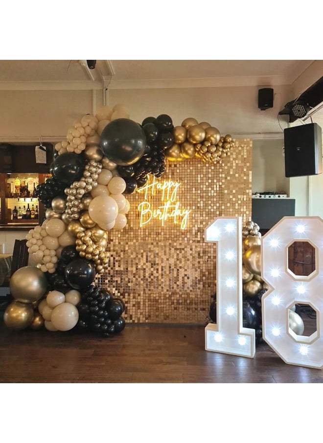 Shimmer Wall Backdrop Light Gold Wall Panels 12Pcs Square Sequin Shimmer Wall Backdrop Decoration for Birthday Party,Wedding, Anniversary