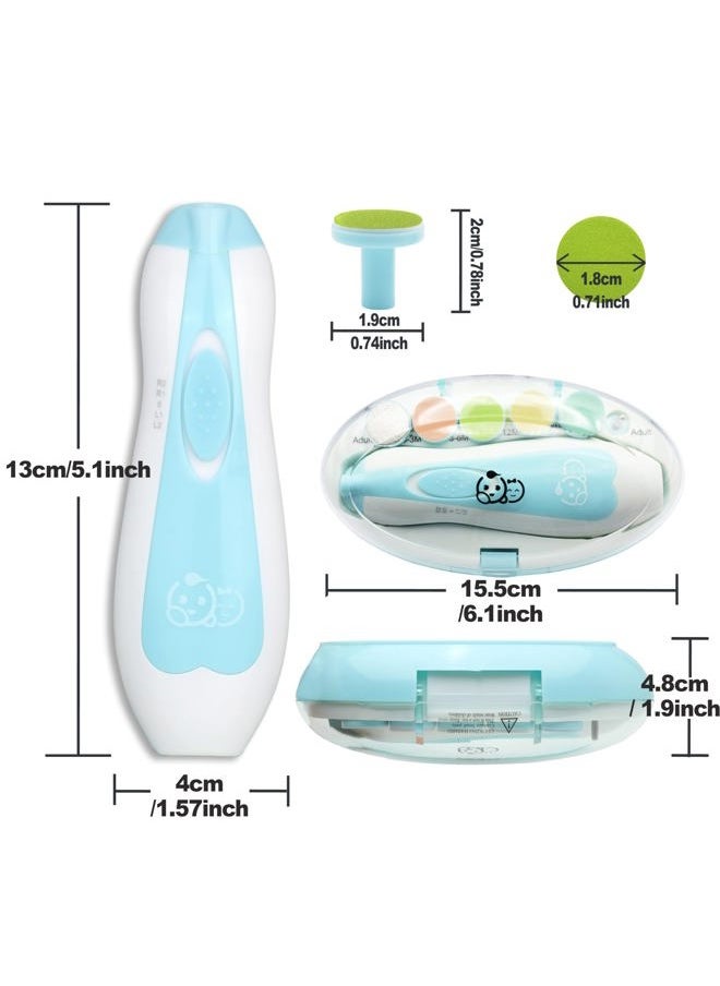 Baby Nail Trimmer 21 in 1, Usage Labeled Case & 13 Extra Replacement Tools, Royal Angels Baby Electric Nail File, Baby Nail Care, Nail Clipper Newborn Toddler Toes & Fingernails Nail Kit (Blue)