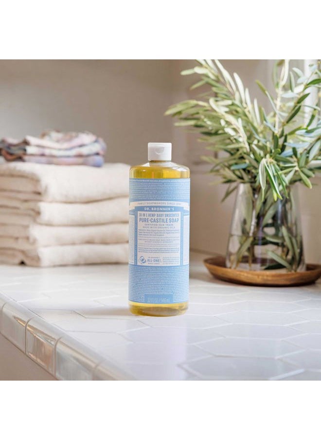Magic Soap-Pure-Castile Liquid Soap (Baby Unscented, 32 ounce, 2-Pack)-Regenerative Organic Certified Oils, 18-in-1 Uses: Body, Laundry & Dishes, For Sensitive Skin, No Fragrance