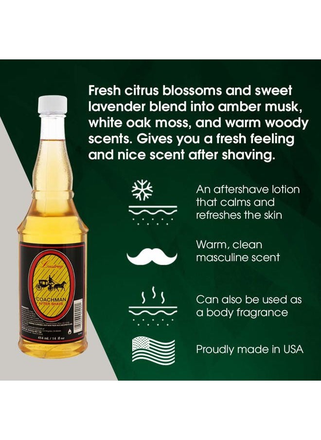 Lustray Coachman After Shave Lotion, Instantly Cools, Tones, Refreshes The Skin After Shaving 14 fl oz