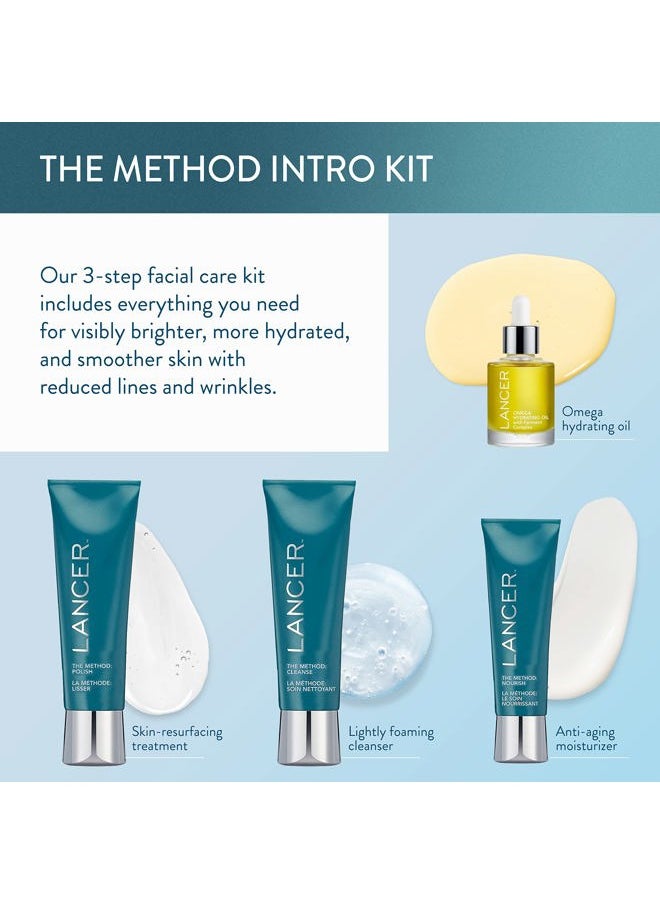 Skincare The Method Intro Kit, 3-Step Anti-Aging Facial Exfoliator, Cleanser, and Moisturizer Kit for Glowing Skin, Reveals Healthy-Looking Glowing Skin
