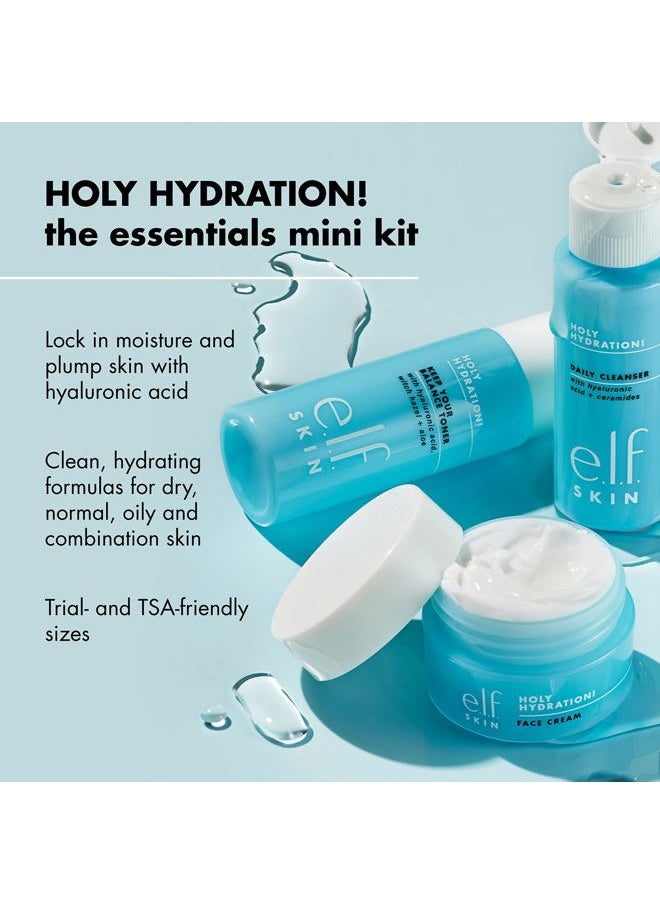 Skin Holy Hydration! The Essentials Mini Kit, Cleanser, Toner & Moisturizer for Hydrated & Balanced Skin, TSA-Friendly Sizes