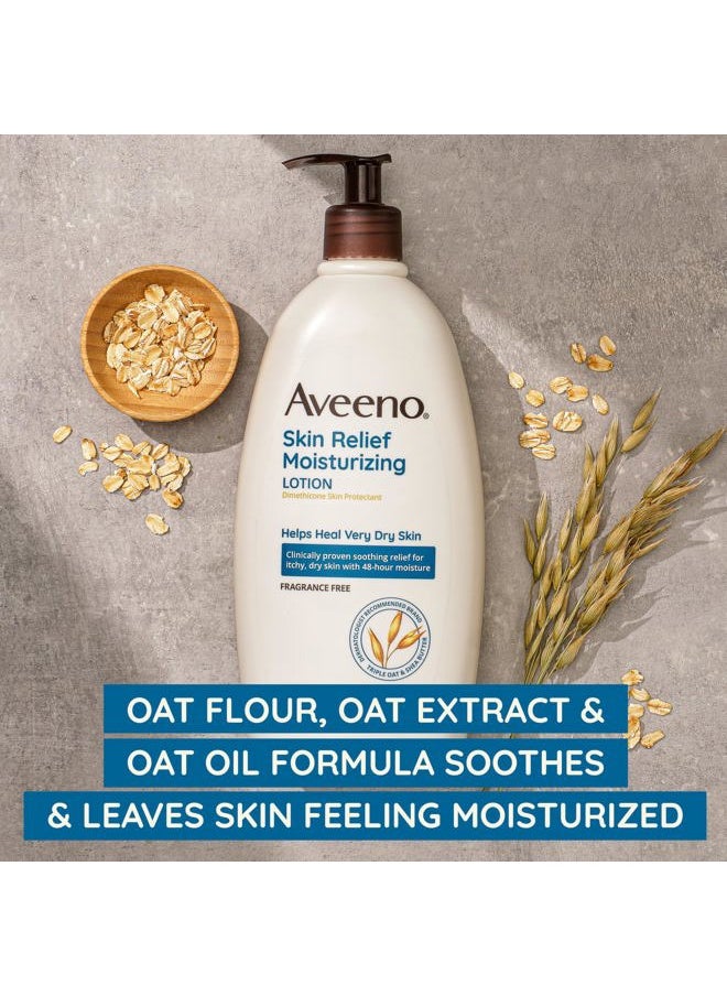 Skin Relief Moisturizing Lotion for Very Dry Skin with Soothing Triple Oat & Shea Butter Formula, Dimethicone Skin Protectant Helps Heal Itchy, Dry Skin, Fragrance-Free, 33 fl. oz