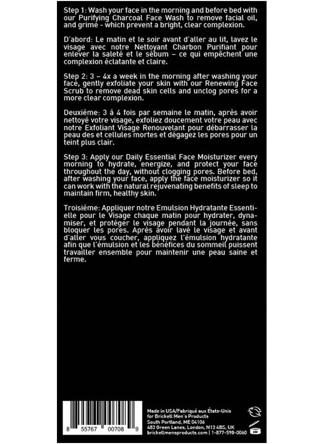 Brickell Men's Daily Advanced Face Care Routine II, Activated Charcoal Facial Cleanser, Face Scrub and Moisturizer Lotion, Natural and Organic, Scented