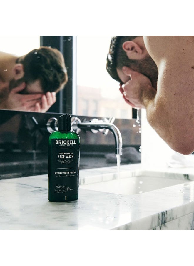 Brickell Men's Daily Advanced Face Care Routine II, Activated Charcoal Facial Cleanser, Face Scrub and Moisturizer Lotion, Natural and Organic, Scented