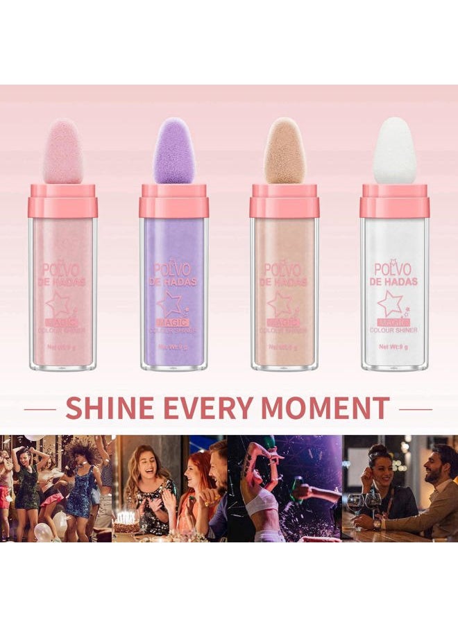 Polvo De Hadas Fairy Dust Highlight Patting Powder - Full Body Contouring and Clavicle Pearlescent Patting Powder for Face and Eye, Christmas Sparkling Body Glitter (#02 Fairy Pink)