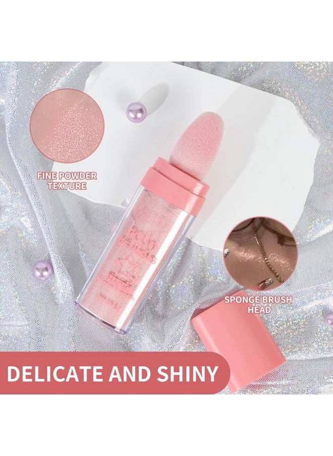 Polvo De Hadas Fairy Dust Highlight Patting Powder - Full Body Contouring and Clavicle Pearlescent Patting Powder for Face and Eye, Christmas Sparkling Body Glitter (#02 Fairy Pink)