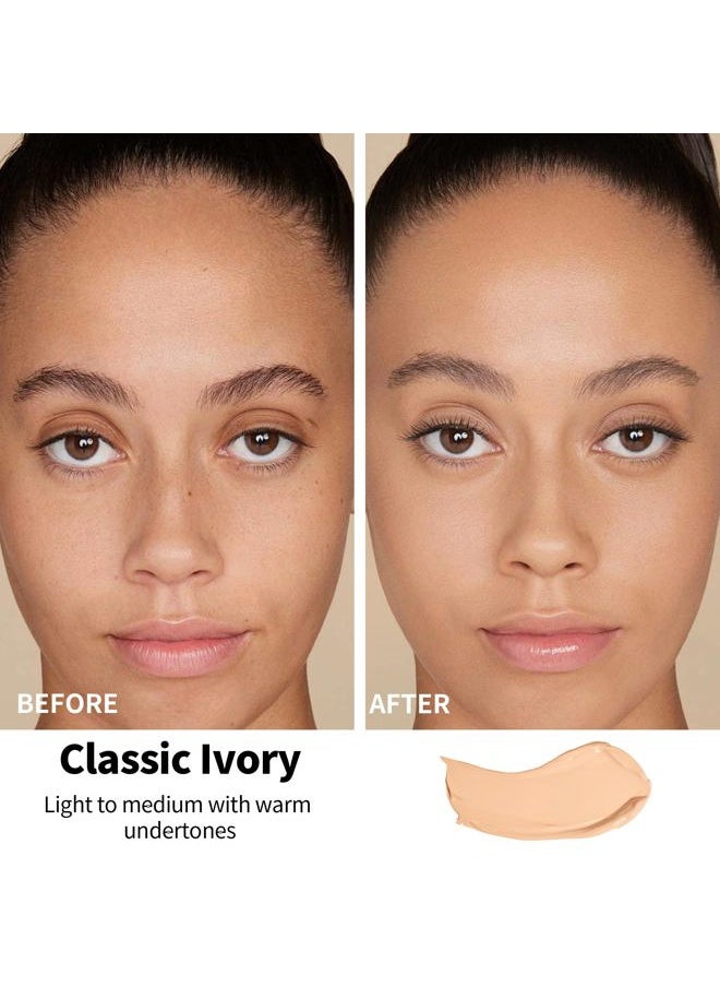 Waterproof Liquid Foundation with Matte Finish, Lightweight, Oil-Free, Natural Look Makeup for Combination & Oily Skin, Light to Medium Coverage, Classic Ivory, 1 fl. oz.
