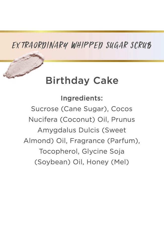 Birthday Cake Extraordinary Whipped Sugar Scrub - Pink Shimmer Body & Foot Scrub, Exfoliating & Moisturizing Skin Care with Coconut Oil & Honey, No Parabens (2 Ounce Travel Size)