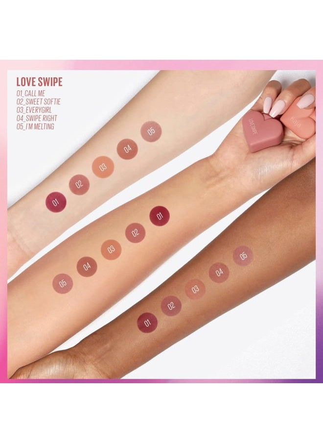 Lip Mousse - Love Swipe 01 Call Me | with Raspberry Seed Oil and Vitamin E, Buildable, Blendable, Moisturizing, Velvet Finish, Weightless Texture, Deep Shades, Vivid Color, Long Lasting, 0.22 Oz