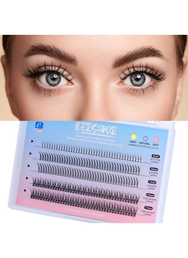 BlueSmurfs Individual Fairy Eyelashes Extensions Fluffy DIY Cute Eye Cluster Eyelashes Natural Faux Mink False Eye Lashes Multipack of 170 Mini Individuals Fairy Lash Clusters (Include Bottom Lashes)