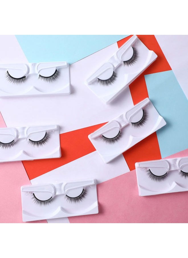 16 Pair Reusable Self Adhesive Eyelashes Waterproof Stable False Lashes Self Stick Easy to Apply False Eyelashes with Tweezers for Women Natural No Eyeliner Look, Black(Natural Style)