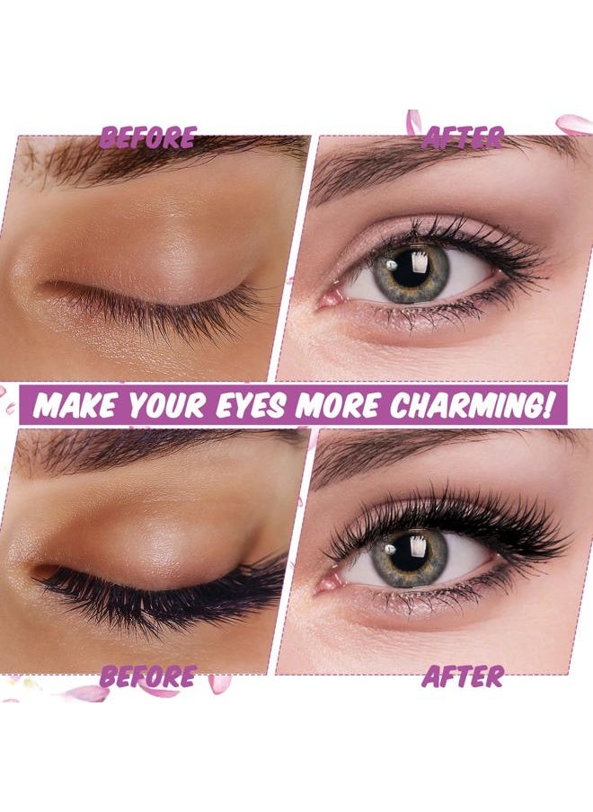 16 Pair Reusable Self Adhesive Eyelashes Waterproof Stable False Lashes Self Stick Easy to Apply False Eyelashes with Tweezers for Women Natural No Eyeliner Look, Black(Natural Style)
