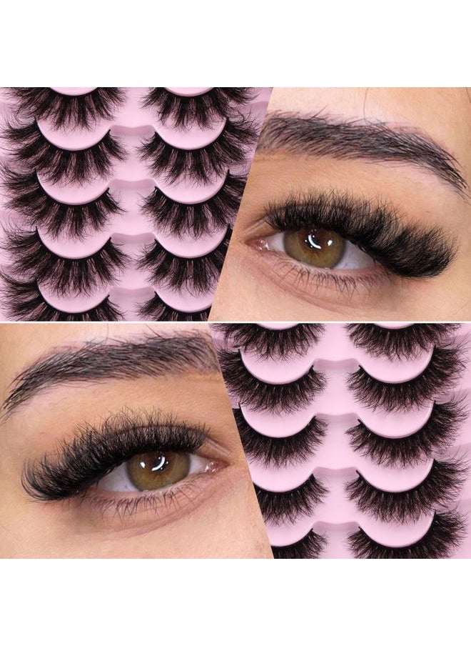 False Eyelashes Fluffy Wispy Faux Mink Lashes 8D Volume Long Cat Eye Lashes Dramatic 18MM 2 Styles Mixed Fake Lashes 14 Pairs Pack