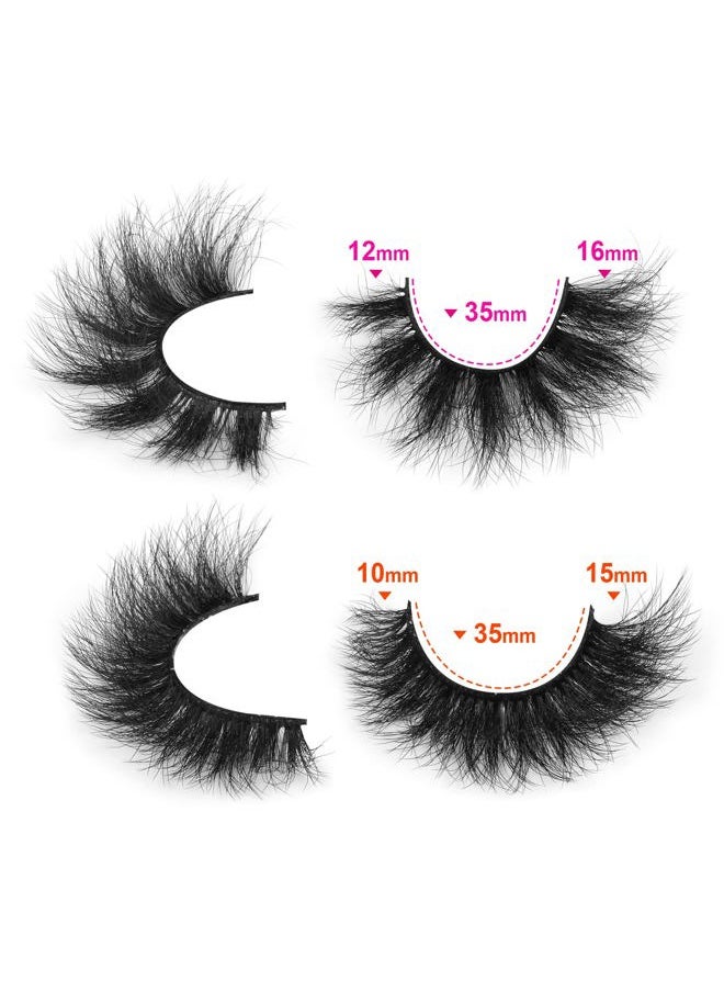 False Eyelashes Fluffy Wispy Faux Mink Lashes 8D Volume Long Cat Eye Lashes Dramatic 18MM 2 Styles Mixed Fake Lashes 14 Pairs Pack