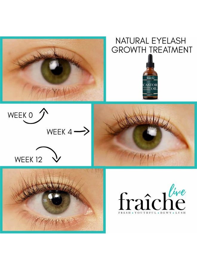 Organic Castor Oil (2oz) + FREE Lash Mascara Kit - USDA Approved Pure Cold Pressed Natural Hair & Eyebrow Growth Treatment - Live Fraiche
