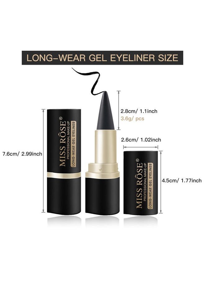 2 Pcs Black Gel Cream Eyeliner Set, Tool Smudge Proof and Waterproof Matte Black Eye-liner Pencil Tattoo Eyeliner Pen Stick Makeup for Women