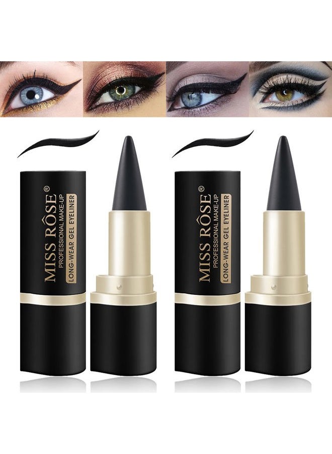 2 Pcs Black Gel Cream Eyeliner Set, Tool Smudge Proof and Waterproof Matte Black Eye-liner Pencil Tattoo Eyeliner Pen Stick Makeup for Women