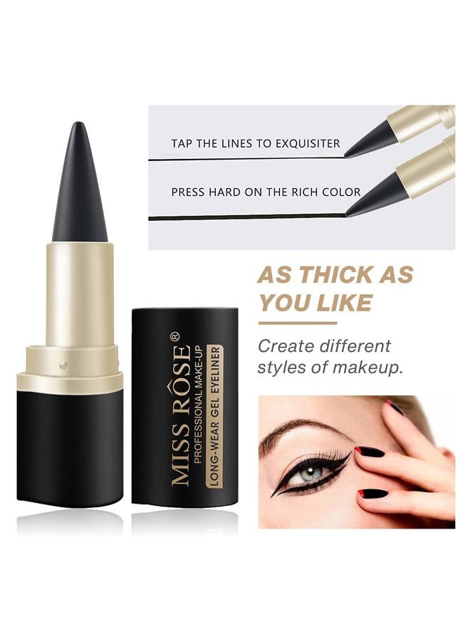 2 Pcs Black Gel Cream Eyeliner Set, Tool Smudge Proof and Waterproof Matte Black Eye-liner Pencil Tattoo Eyeliner Pen Stick Makeup for Women