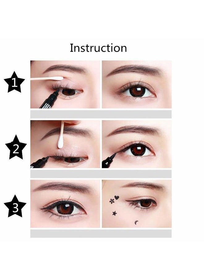 2 in 1 Double-headed Liquid Eyeliner Pen Stamp Super Slim Gel Felt Tip High Pigment Black Waterproof Smudgeproof Long Lasting Makeup Tool(Heart)