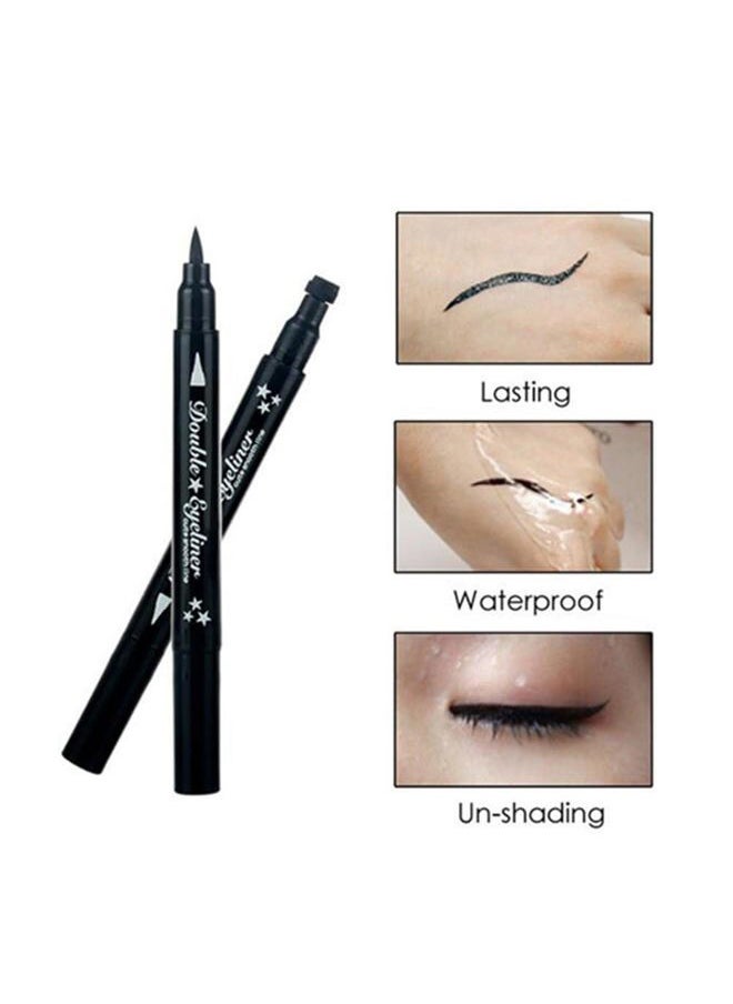 2 in 1 Double-headed Liquid Eyeliner Pen Stamp Super Slim Gel Felt Tip High Pigment Black Waterproof Smudgeproof Long Lasting Makeup Tool(Heart)