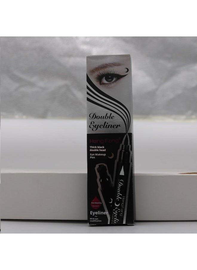 2 in 1 Double-headed Liquid Eyeliner Pen Stamp Super Slim Gel Felt Tip High Pigment Black Waterproof Smudgeproof Long Lasting Makeup Tool(Heart)