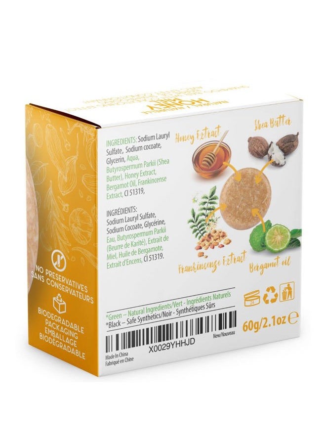 Solid Shampoo Bar And Conditioner Effect Hair Soap – 100% Organic Shampoo Bars For Hair With All Natural Plant Based Essential Oils And Zero Waste Biodegradable Packaging (Honey)