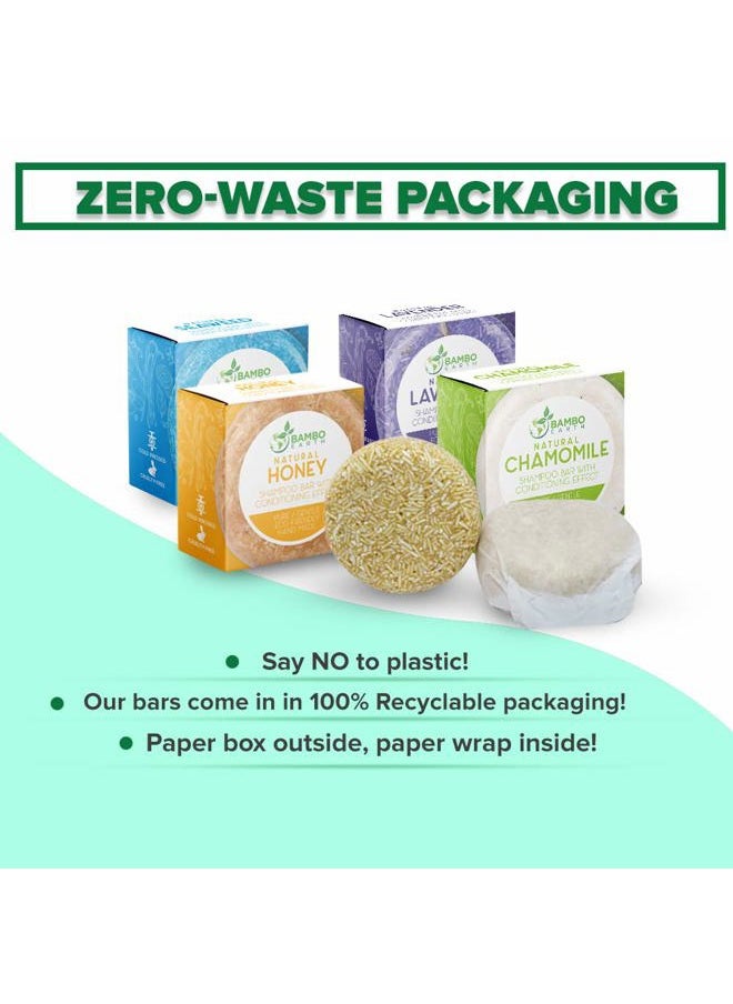 Solid Shampoo Bar And Conditioner Effect Hair Soap – 100% Organic Shampoo Bars For Hair With All Natural Plant Based Essential Oils And Zero Waste Biodegradable Packaging (Honey)