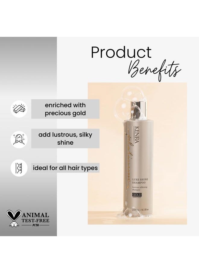 Kenra Platinum Luxe Shine Shampoo | Gold Enriched | Lustrous Silkening Shampoo | Transforms Dull And Lifeless Strands To Glamorous And Full-Bodied Hair | All Hair Types | 8.5 fl. Oz