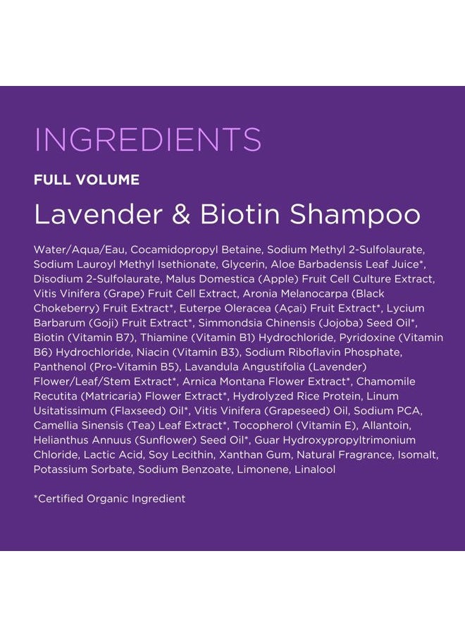 Lavender & Biotin Full Volume Shampoo,Purple,11.5 Fl Oz (Pack of 1)