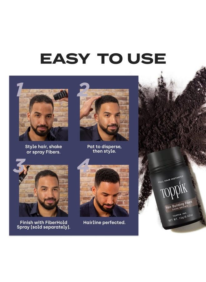 Toppik Hair Building Fibers, Black, 12g Fill In Fine or Thinning Hair Instantly Thicker, Fuller Looking Hair 9 Shades for Men Women