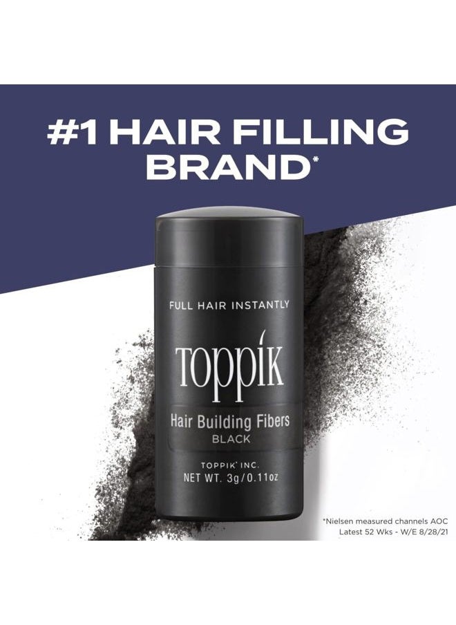 Toppik Hair Building Fibers, Black, 12g Fill In Fine or Thinning Hair Instantly Thicker, Fuller Looking Hair 9 Shades for Men Women