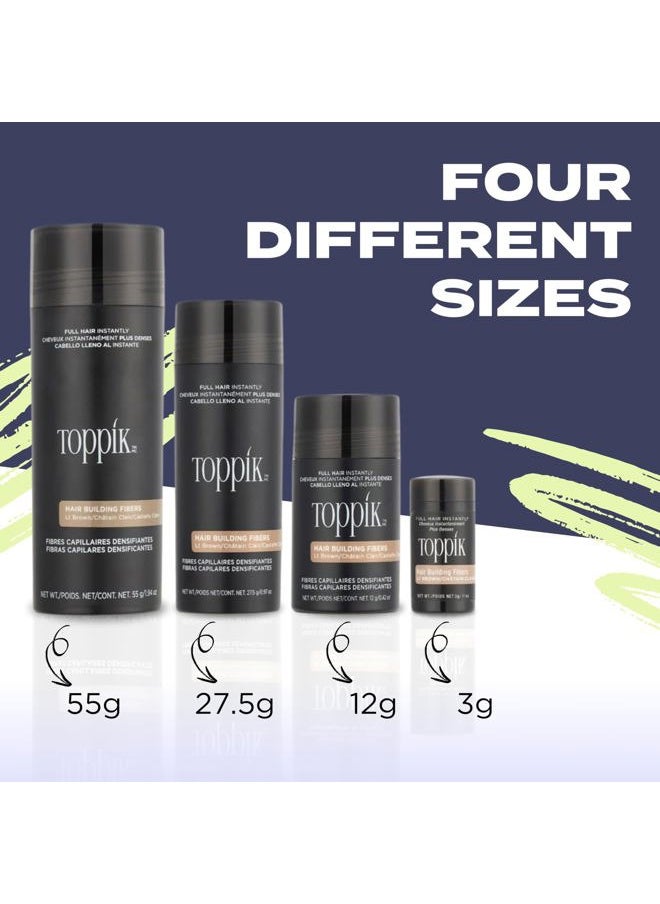 Toppik Hair Building Fibers, Black, 12g Fill In Fine or Thinning Hair Instantly Thicker, Fuller Looking Hair 9 Shades for Men Women