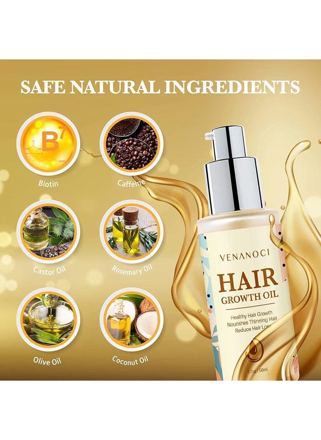 Biotin, Castor & Rosemary Oil for Hair Growth for Women, hair loss treatments for dry damaged hair and growth, Serum for Thicker Longer Fuller Healthier Hair, All Natural Vitamin Rich Treatment