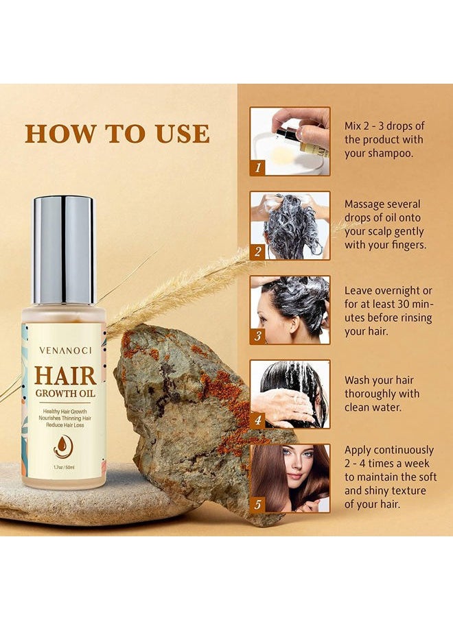 Biotin, Castor & Rosemary Oil for Hair Growth for Women, hair loss treatments for dry damaged hair and growth, Serum for Thicker Longer Fuller Healthier Hair, All Natural Vitamin Rich Treatment
