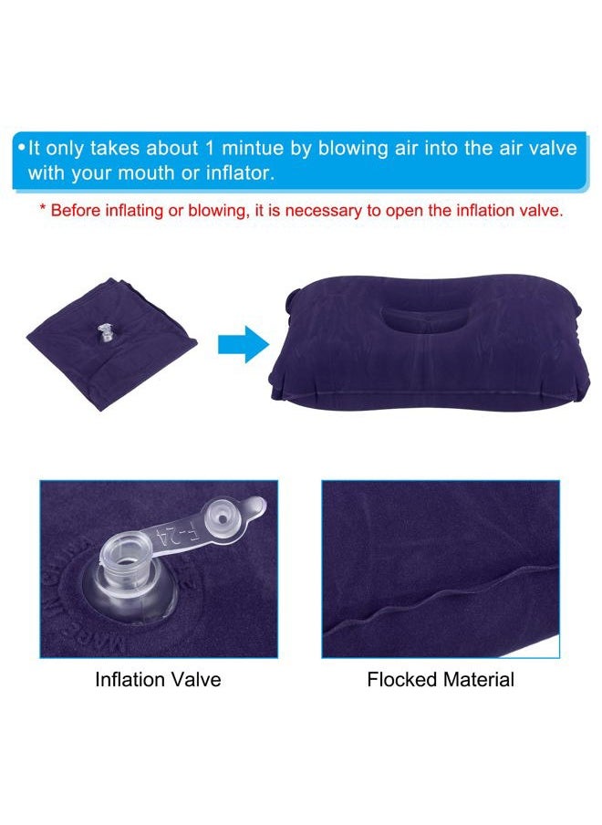Inflatable Pillow, 4 Pack Ultralight Camping Travel Pillow Desk Rest Neck Support for Hiking Backpacking Office, Dark Purple